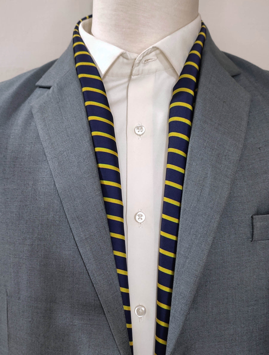 Blue and Gold Stripes - Silk Scarves - Silk Scarves | Monzoro Pakistan