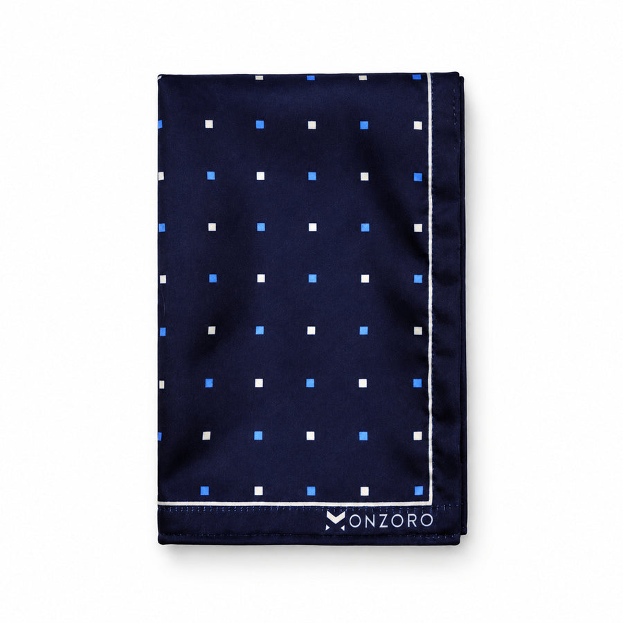 BLUE MULTI DOTTED SIlk Pocket Square pocket square — folded product.