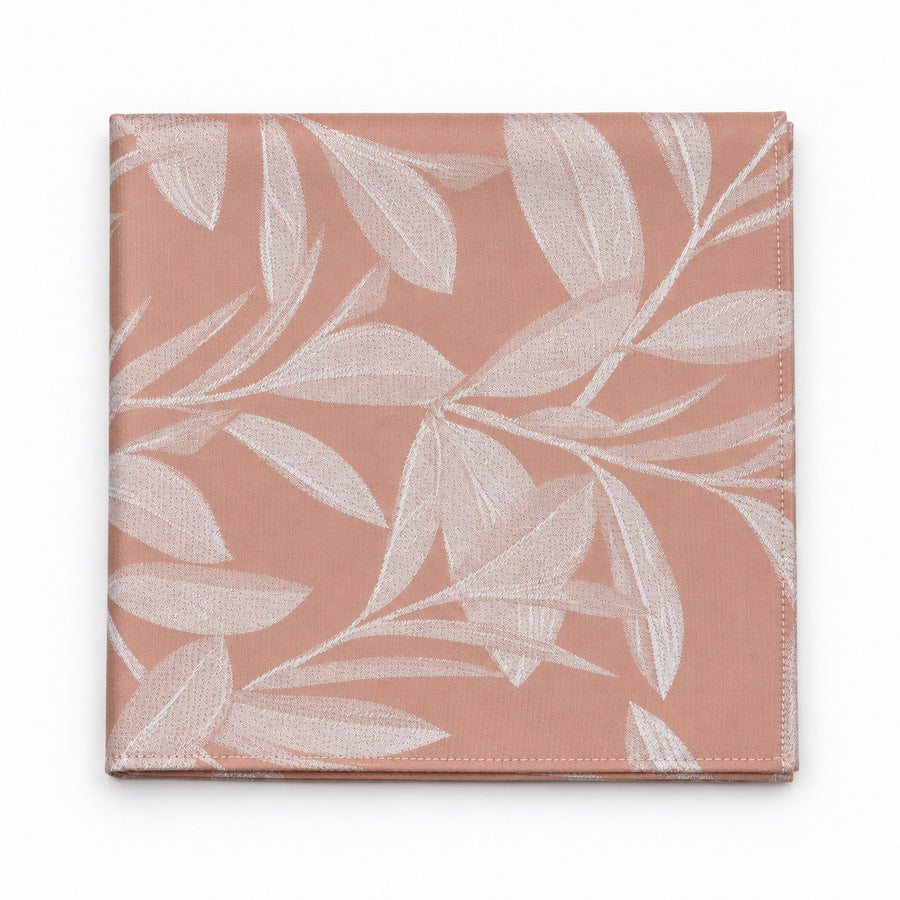 Blush Laurel Leaf Silk Pocket Square — folded product.