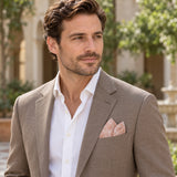 Blush Laurel Leaf Silk Pocket Square — outdoor lifestyle.