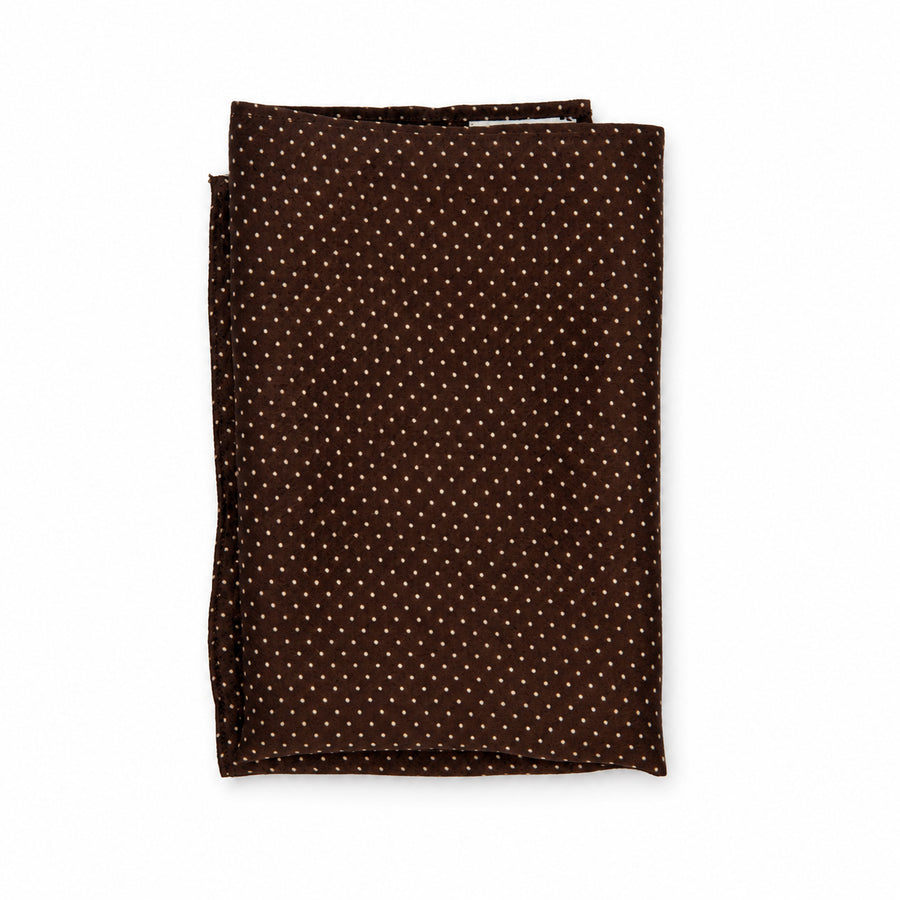 Brown Dot Polka pocket square — folded product.