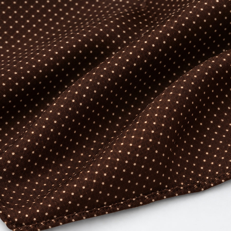 Brown Dot Polka pocket square — fabric and design close-up.