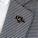 CLASSIC KNIGHT SHIELD – Dark Brown AND GOLD LAPEL PINS