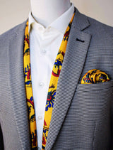Mustard Paisley & Floral - Silk Scarf & Pocket Square Set - Combo Sets | Monzoro Pakistan