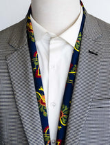 Navy Blue Paisley and Floral - Silk Men Scarves - Silk Scarves | Monzoro Pakistan