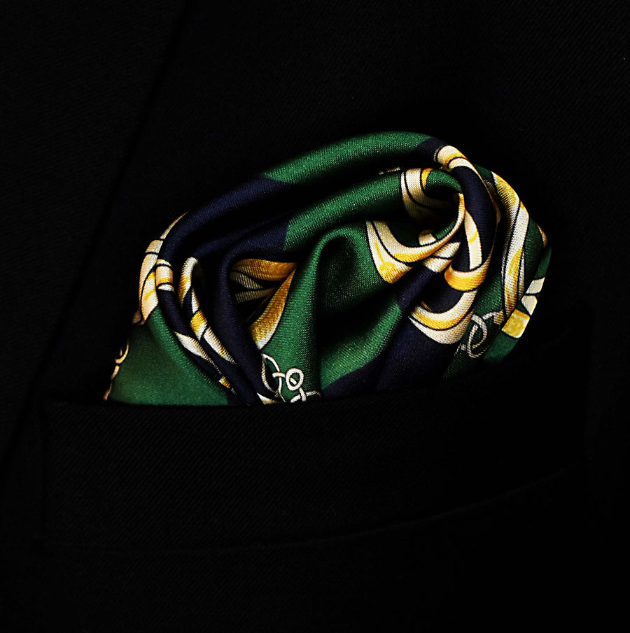 Chain Loop Green - Silk Pocket Square - Pocket Squares | Monzoro Pakistan