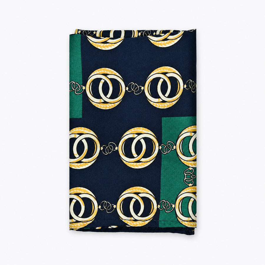Chain Loop Green pocket square — folded product.