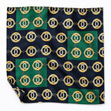 Chain Loop Green pocket square — unfolded studio detail.