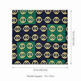 Chain Loop Green pocket square — size guide.