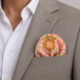 Chain Me Up pocket square — light jacket · wearing detail.