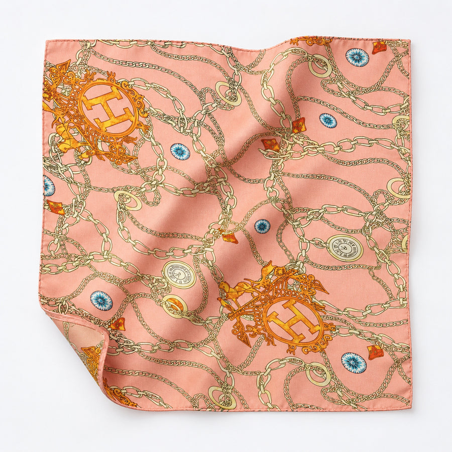 Chain Me Up pocket square — unfolded studio detail.