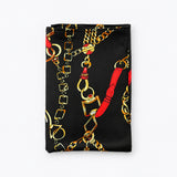 Chains and Straps (Black) pocket square — folded product.