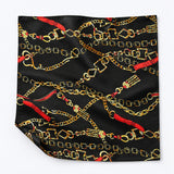 Chains and Straps (Black) pocket square — unfolded studio detail.