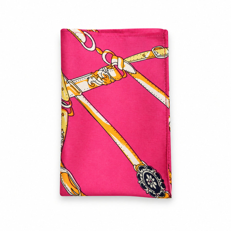 Chains and Straps (Pink) pocket square — folded product.
