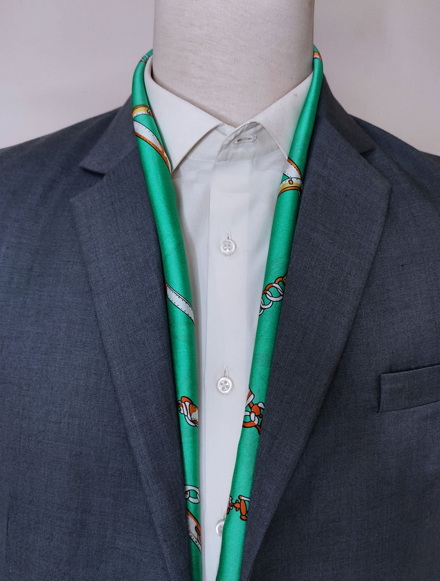 Chains and Straps (sea Green) - Silk Men Scarves - Silk Scarves | Monzoro Pakistan