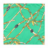 Chains and Straps (Sea Green) pocket square — full flat product.