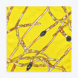 Chains and Straps (yellow) pocket square — full flat product.