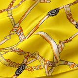 Chains and Straps (yellow) pocket square — fabric and design close-up.