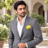 Chains and Straps (yellow) pocket square — outdoor lifestyle.