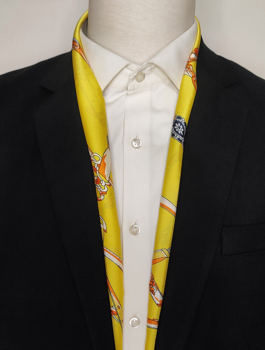 Chains and Straps (yellow) - Silk Scarves - Silk Scarves | Monzoro Pakistan