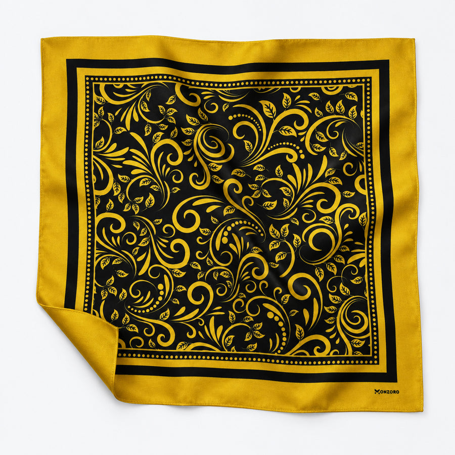 Chinese Floral Art pocket square — unfolded studio detail.