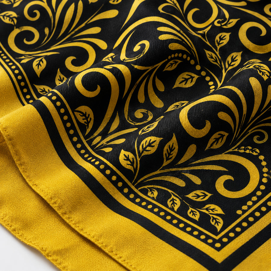 Chinese Floral Art pocket square — fabric and design close-up.