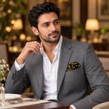 Chinese Floral Art pocket square — restaurant lifestyle.