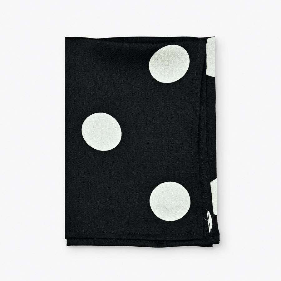 Black and White Jumbo Polka Dots pocket square — folded product.