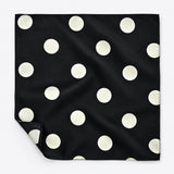 Black and White Jumbo Polka Dots pocket square — unfolded studio detail.