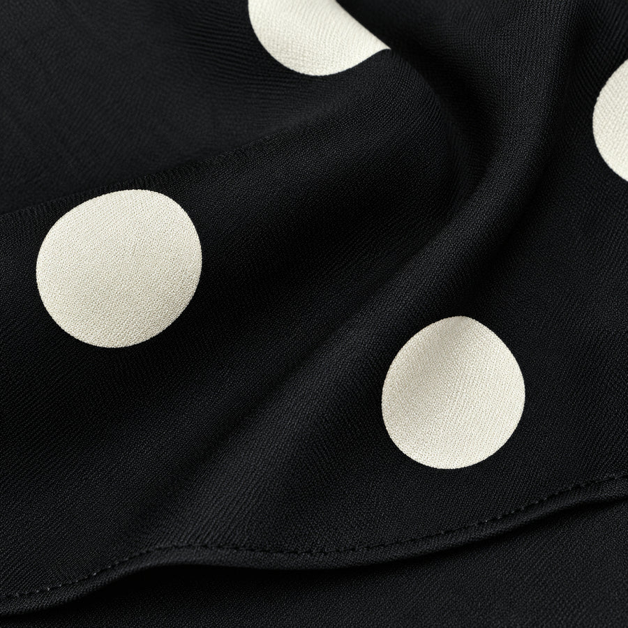 Black and White Jumbo Polka Dots pocket square — fabric and design close-up.