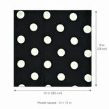 Black and White Jumbo Polka Dots pocket square — size guide.