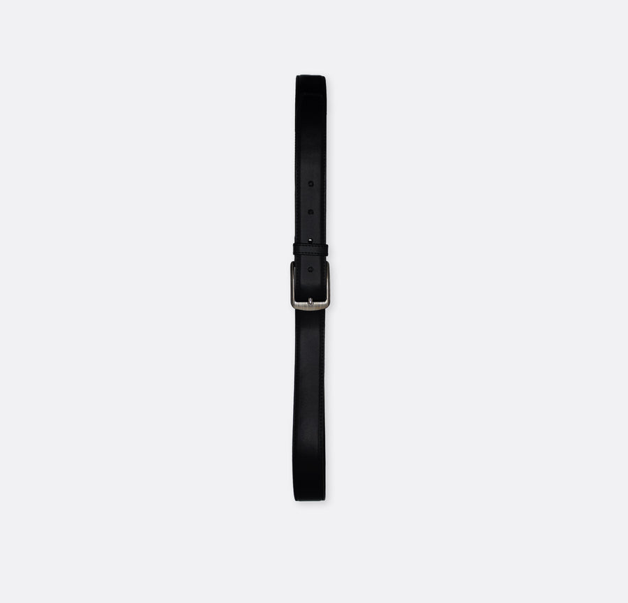 Classic Shiny Leather - Pin Buckle Slim Belt - Black - Belts | Monzoro Pakistan