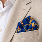 Cobalt Rope and Tassel Silk Pocket Square