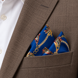 Cobalt Rope and Tassel Silk Pocket Square