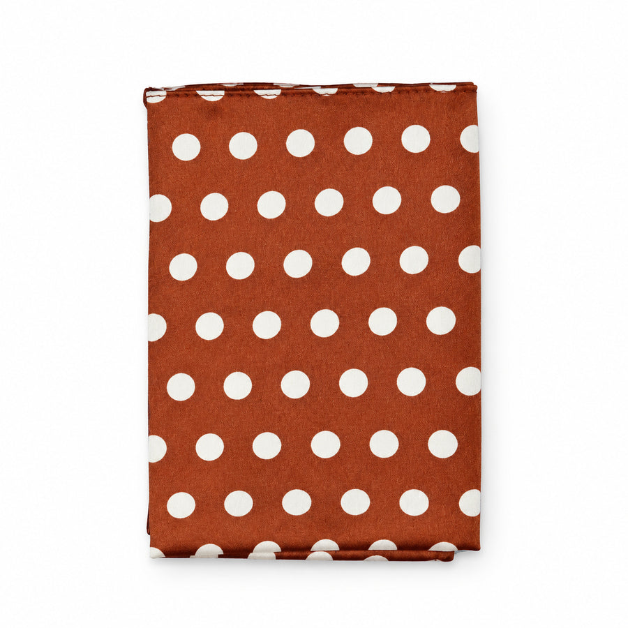 Copper Base Polka Dots pocket square — folded product.