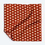 Copper Base Polka Dots pocket square — unfolded studio detail.