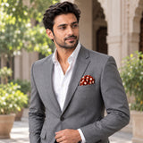 Copper Base Polka Dots pocket square — outdoor lifestyle.