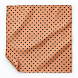 Coral Sands Polka Dot pocket square — unfolded studio detail.