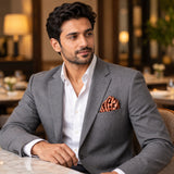 Coral Sands Polka Dot pocket square — restaurant lifestyle.