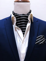 White Cane Crow - Silk Ascot & Pocket Square Set - Combo Sets | Monzoro Pakistan