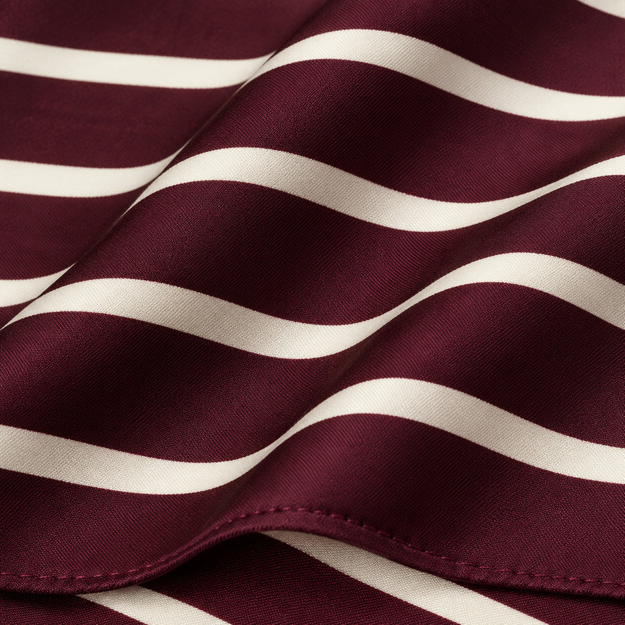 Creamy Rosewood Stripes pocket square — fabric and design close-up.