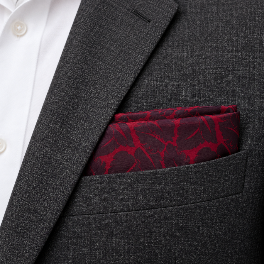 Crimson Leaf Silhouette Silk Pocket Square — product photograph 7