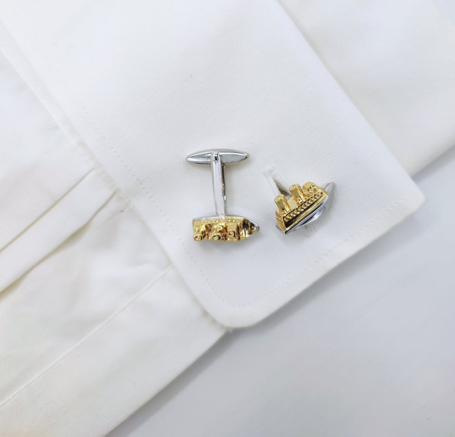 Cruise – Silver & Golden Men's Cufflinks - Cufflinks | Monzoro Pakistan