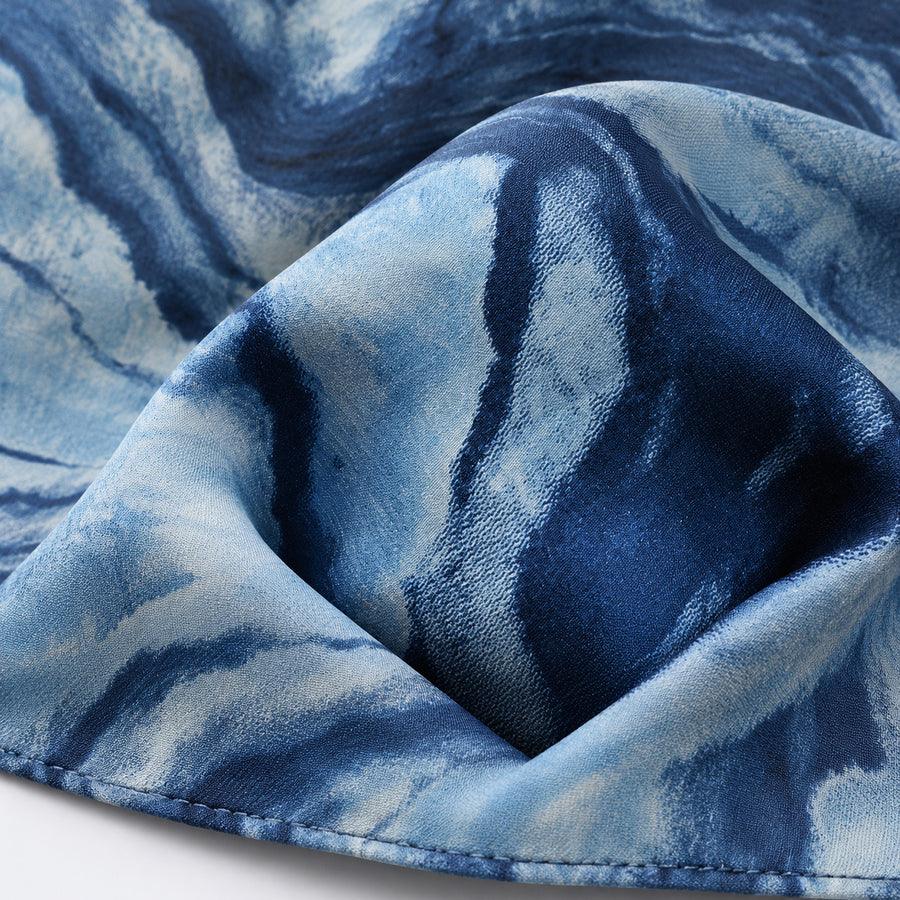 Deep Blue Ocean pocket square — fabric and design close-up.