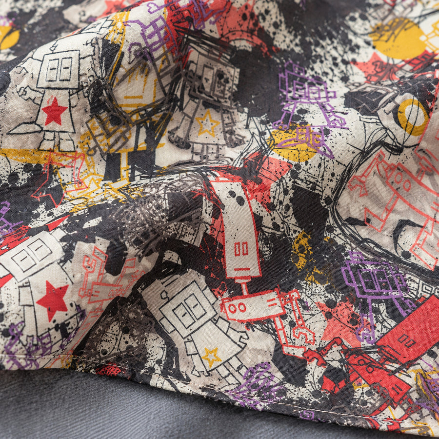 Doodle Do pocket square — fabric and design close-up.