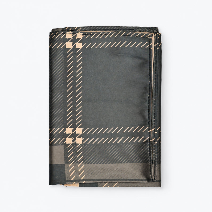 Dusty Grey Tartan Checks pocket square — folded product.