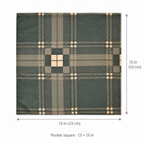 Dusty Grey Tartan Checks pocket square — size guide.