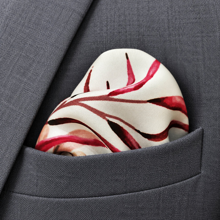 Elegant Seamless Floral Pattern pocket square — close-up wearing detail.