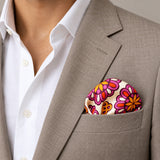 Ethnic Vector Pattern pocket square — light jacket · wearing detail.