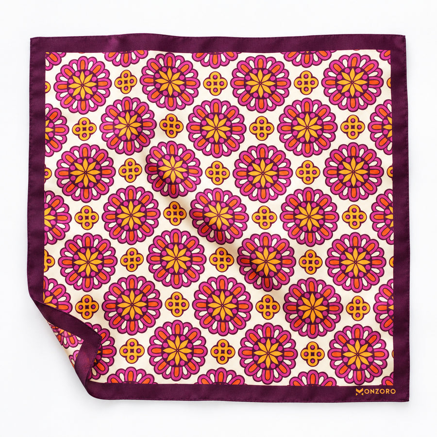 Ethnic Vector Pattern pocket square — unfolded studio detail.